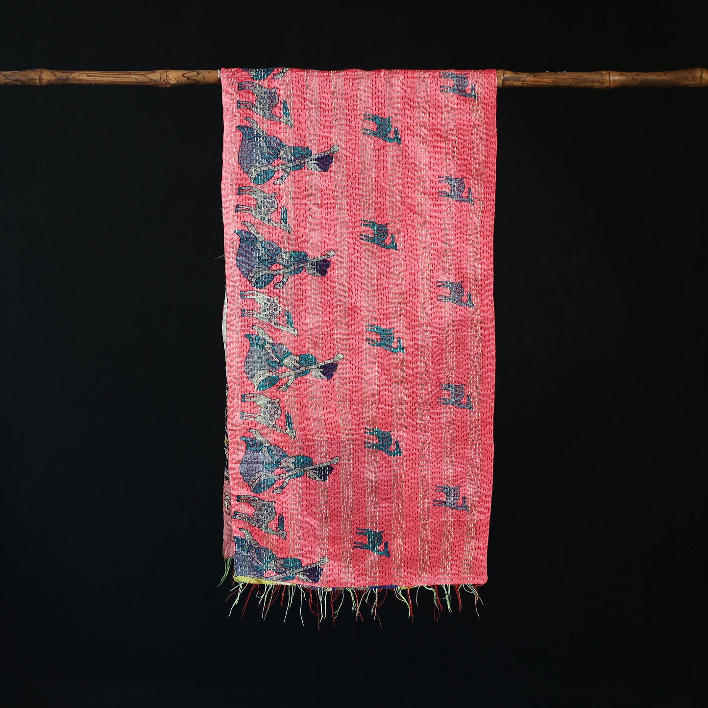 Bengal Kantha Handwork Patchwork Reversible Silk Stole 266