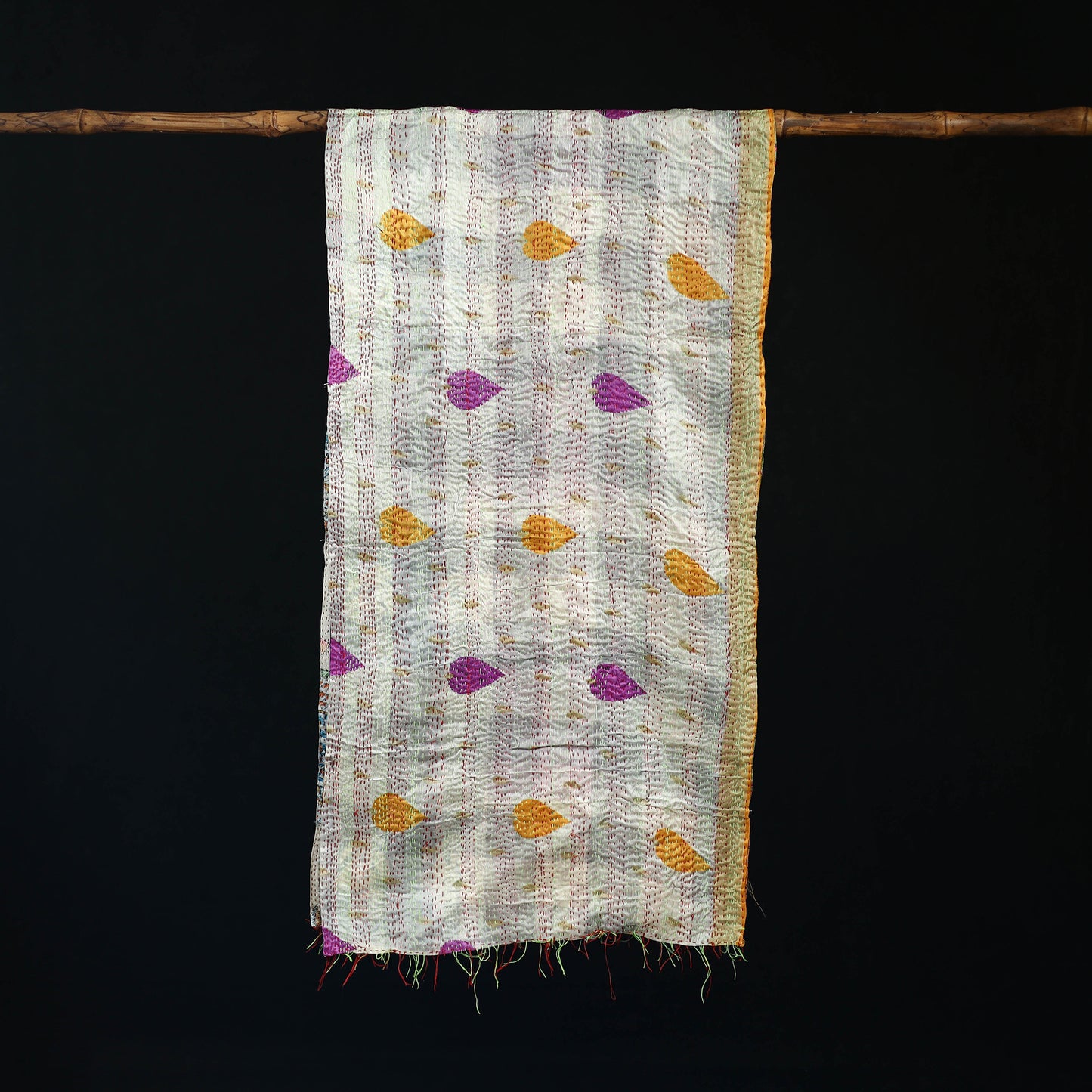 Bengal Kantha Handwork Patchwork Reversible Silk Stole 264