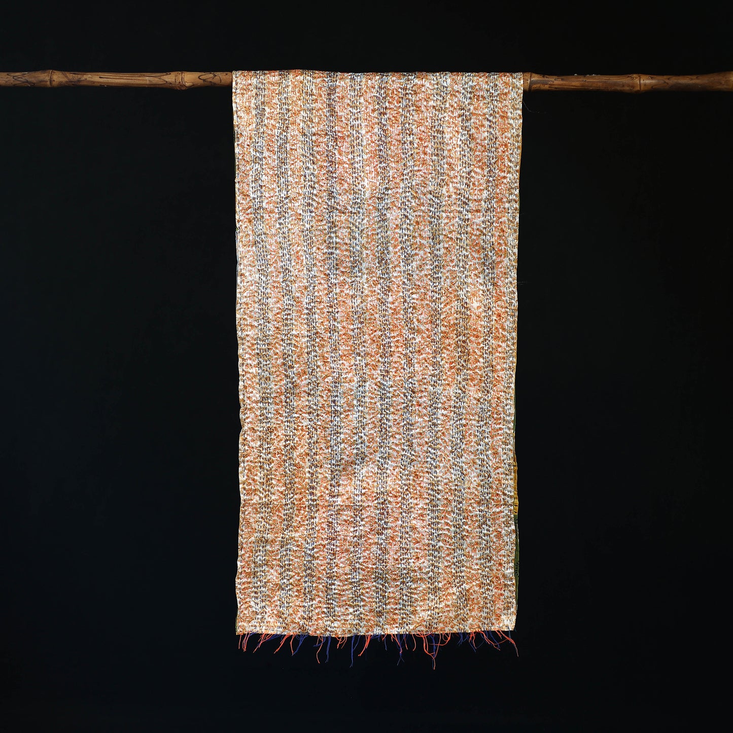 Bengal Kantha Handwork Patchwork Reversible Silk Stole 252