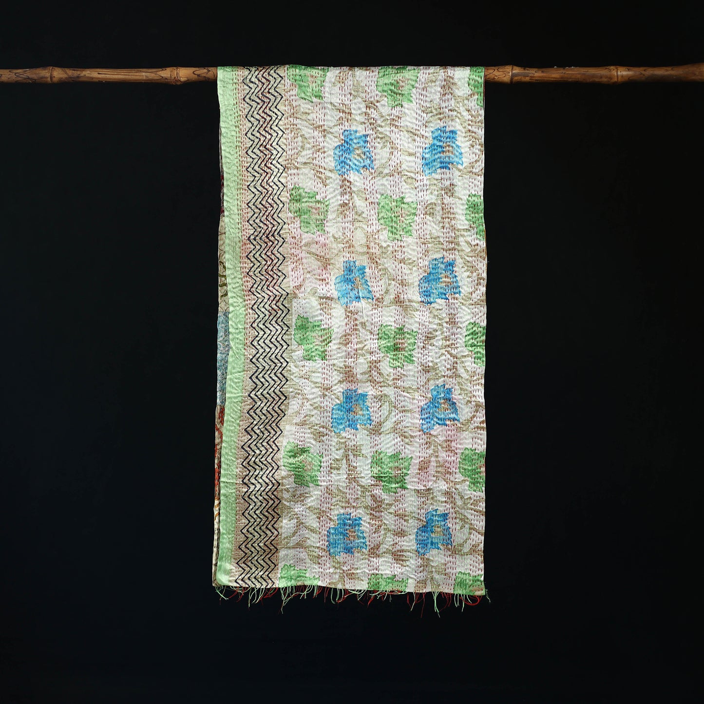Bengal Kantha Handwork Patchwork Reversible Silk Stole 256