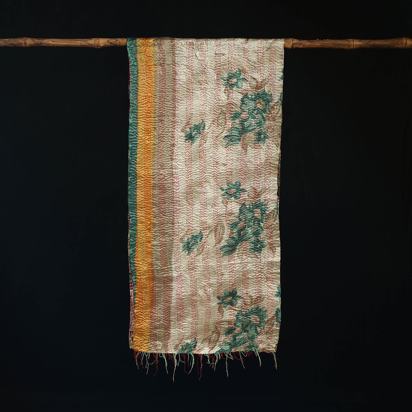 Bengal Kantha Handwork Patchwork Reversible Silk Stole 240