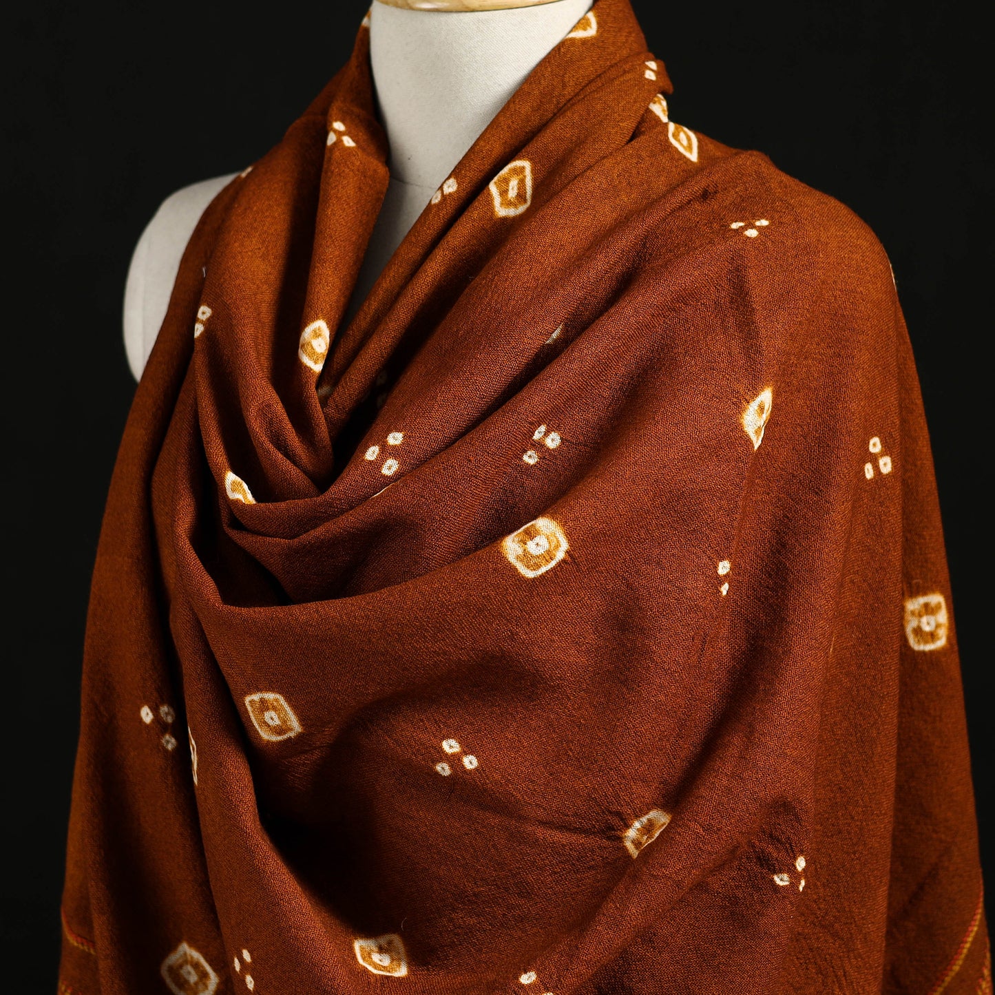 Kutch Handwoven Bandhani Merino Wool Shawl 21