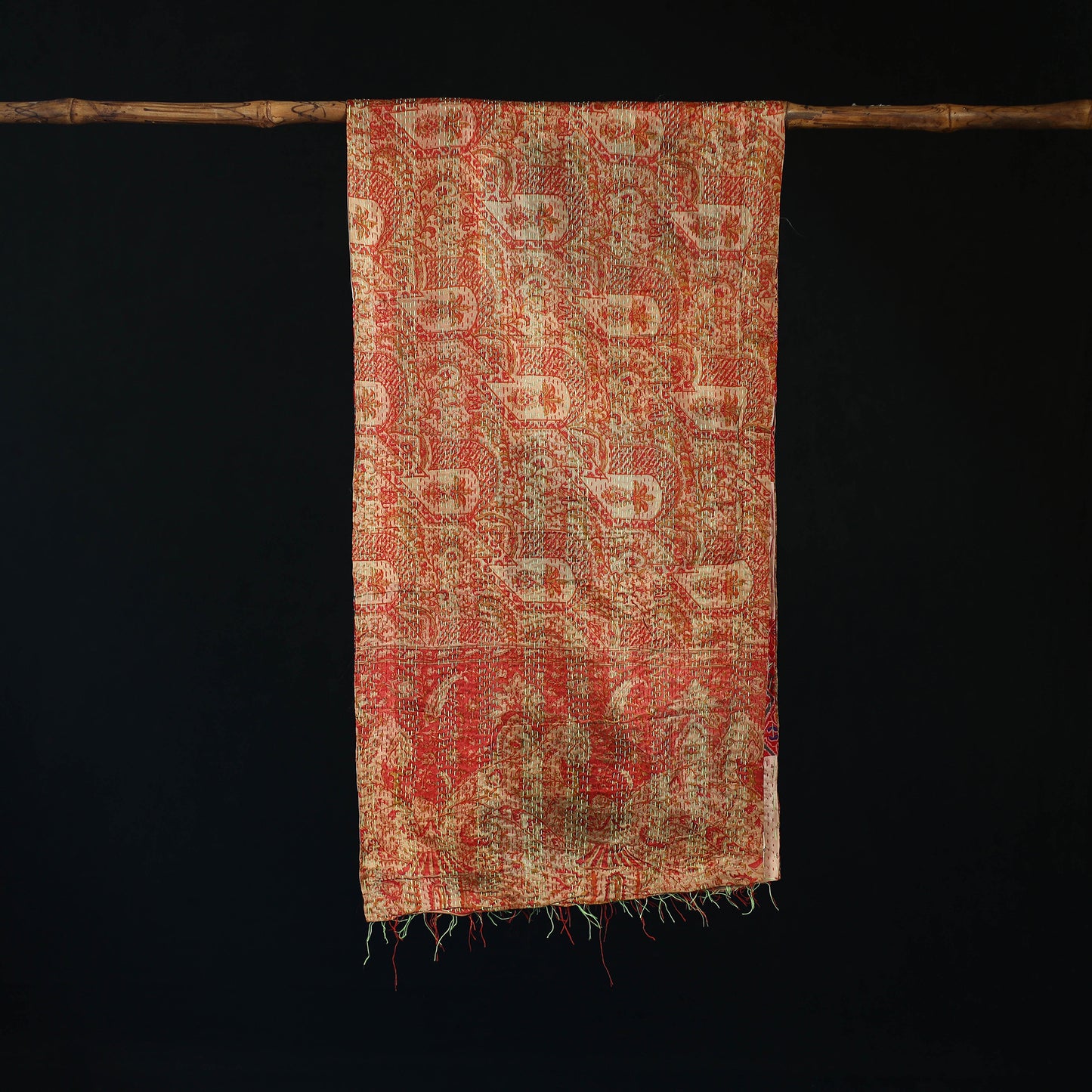 Bengal Kantha Handwork Patchwork Reversible Silk Stole 227