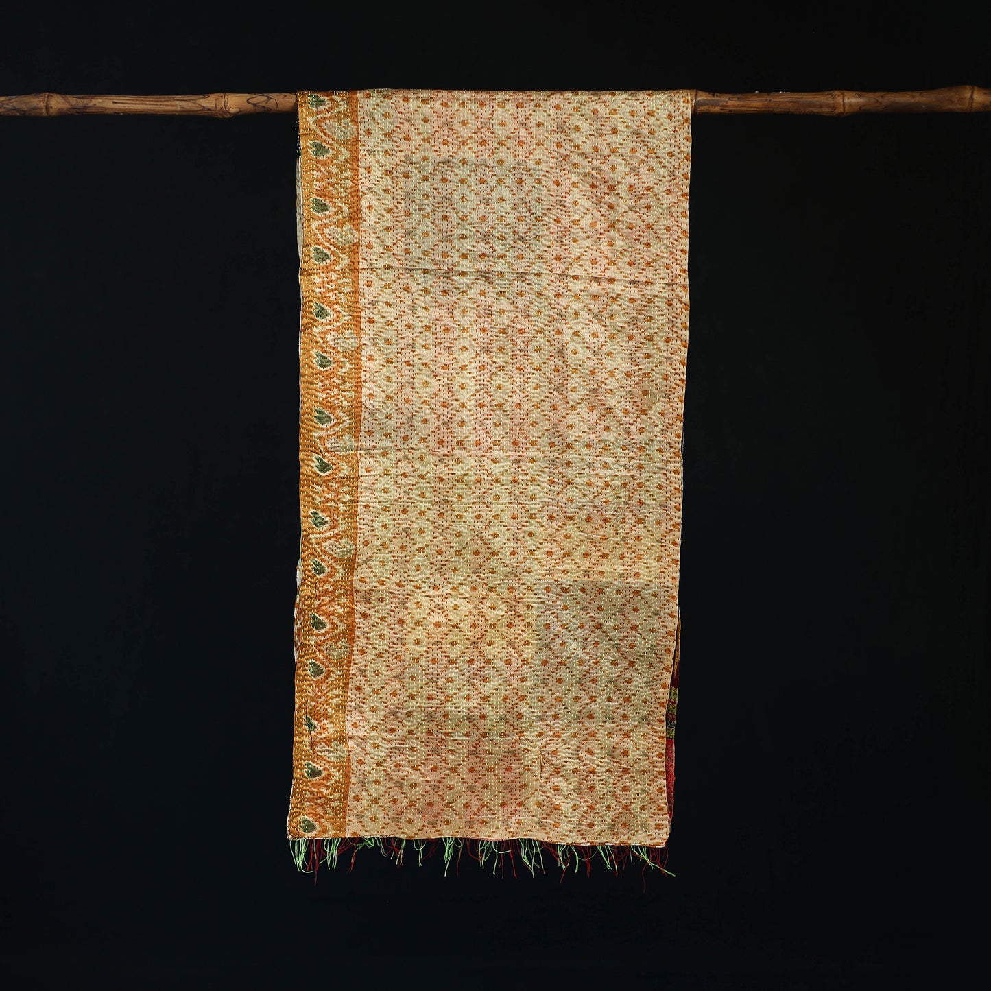 Bengal Kantha Handwork Patchwork Reversible Silk Stole 208