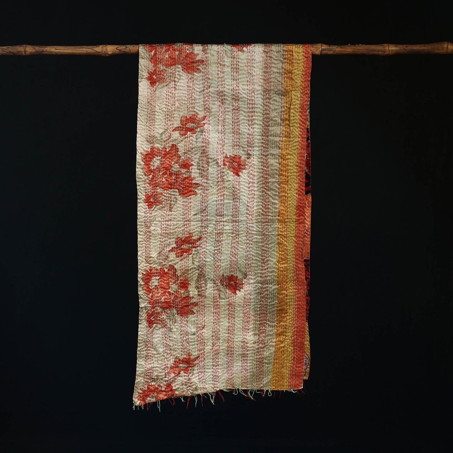 Bengal Kantha Handwork Patchwork Reversible Silk Stole 207