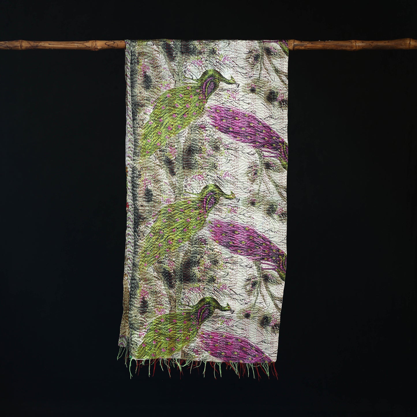 Bengal Kantha Handwork Patchwork Reversible Silk Stole 202