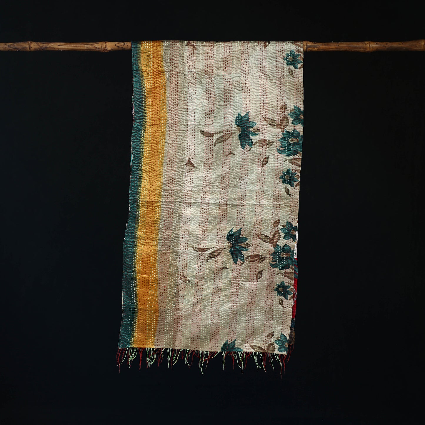 Bengal Kantha Handwork Patchwork Reversible Silk Stole 199