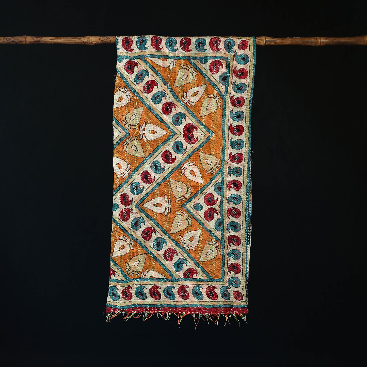 Bengal Kantha Handwork Patchwork Reversible Silk Stole 198