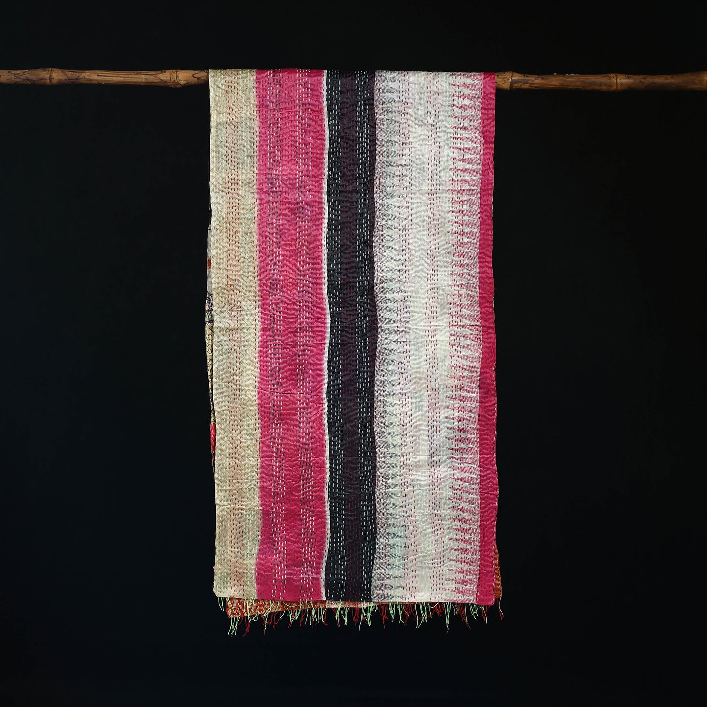 Bengal Kantha Handwork Patchwork Reversible Silk Stole 187