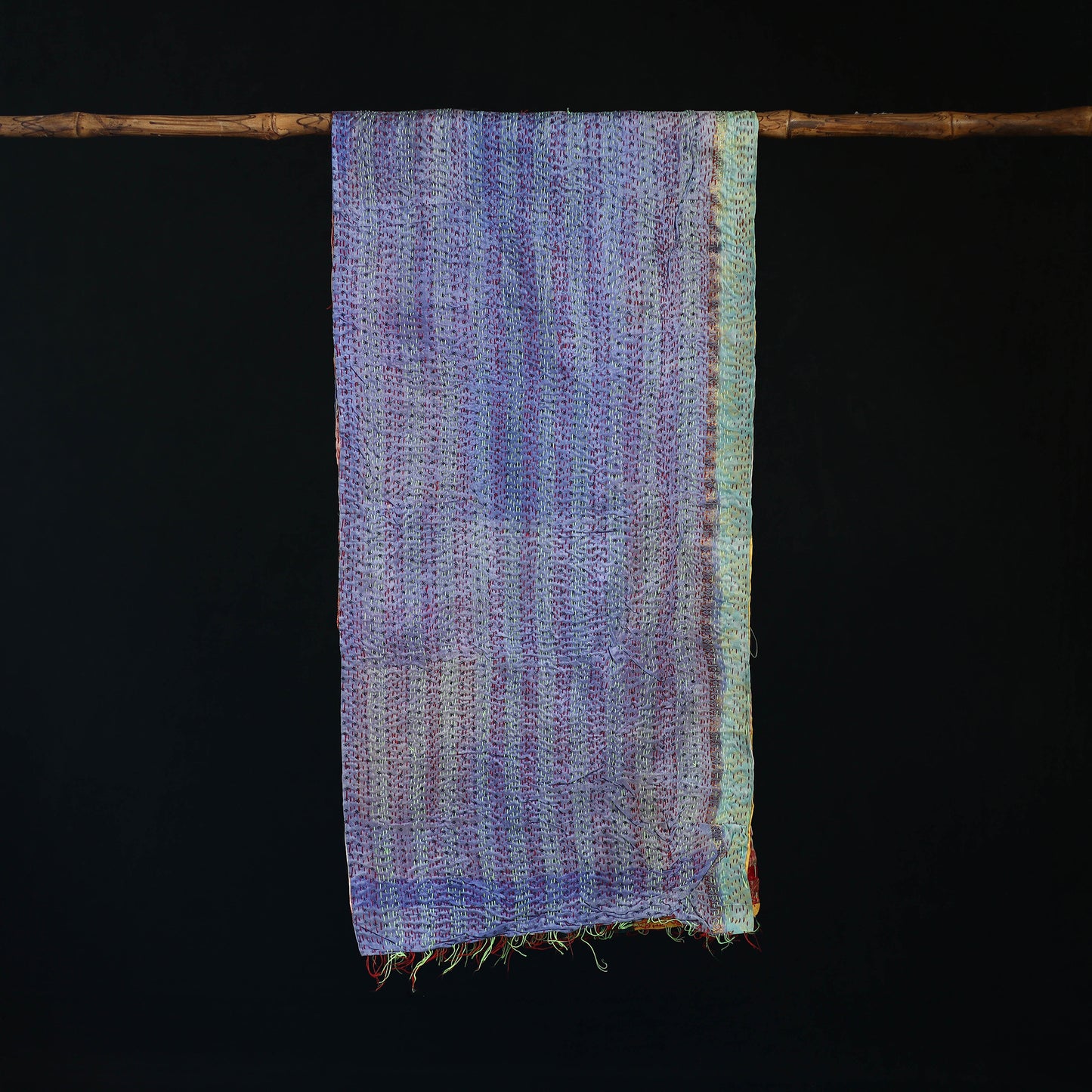 Bengal Kantha Handwork Patchwork Reversible Silk Stole 186