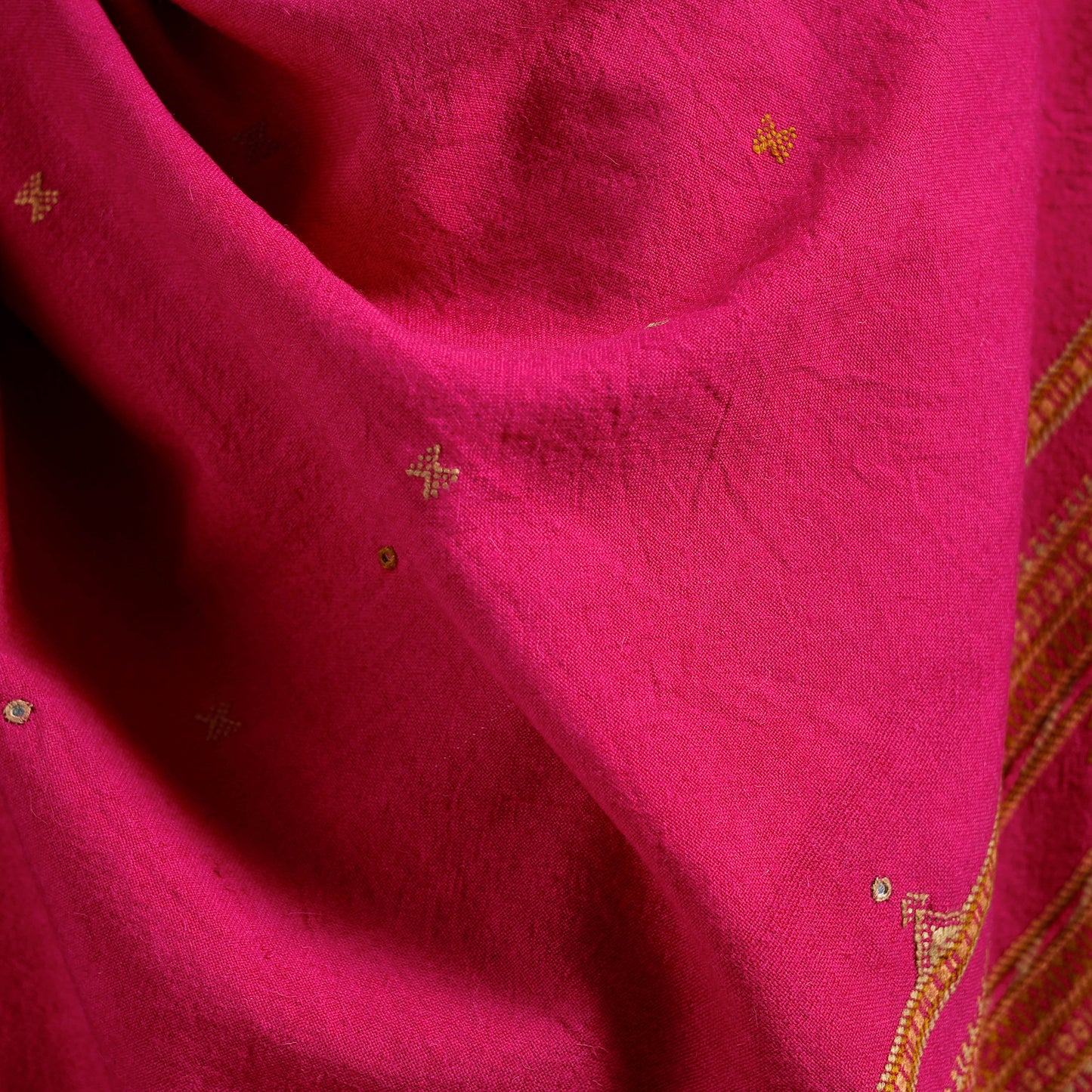 Kutch Bhujodi Handwoven Mirror Work Merino Wool Shawl 14