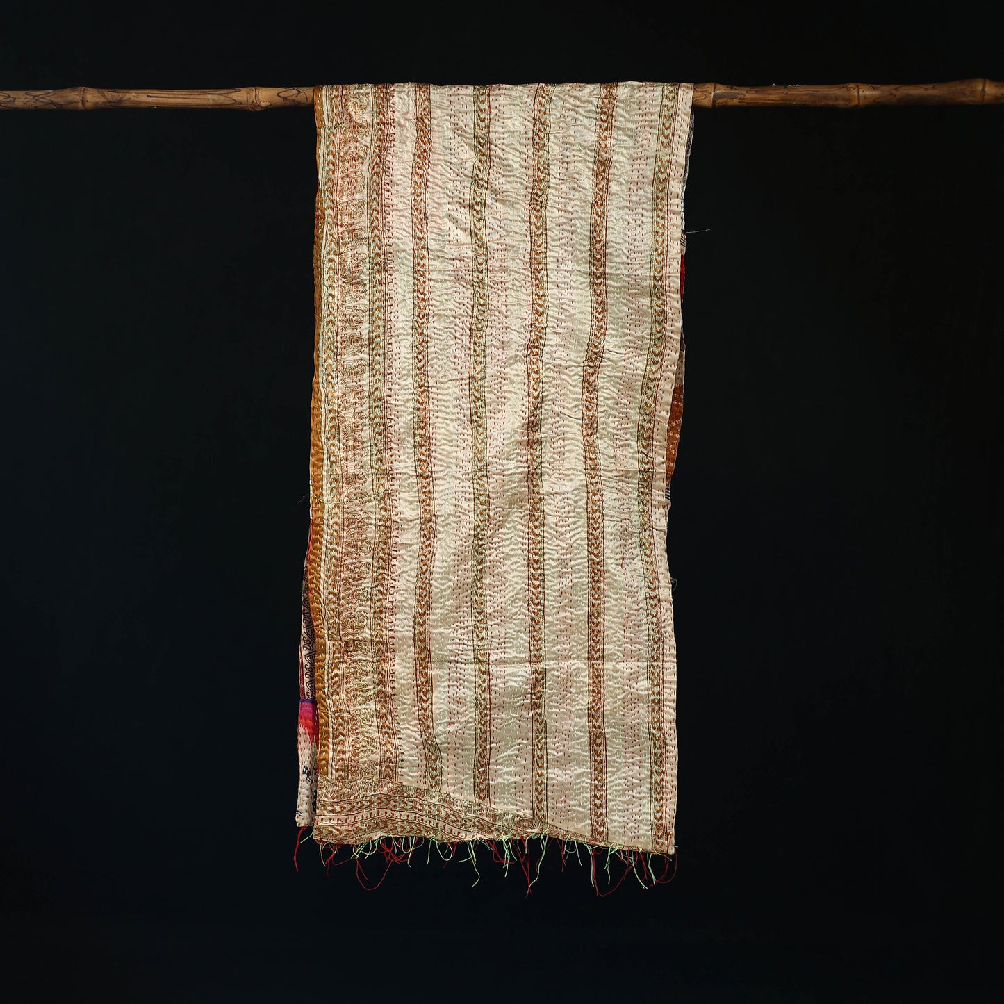 Bengal Kantha Handwork Patchwork Reversible Silk Stole 183
