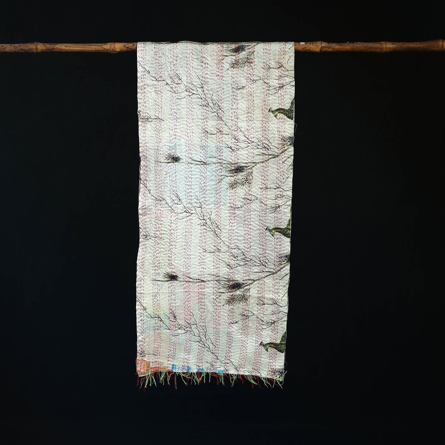 Bengal Kantha Handwork Patchwork Reversible Silk Stole 178