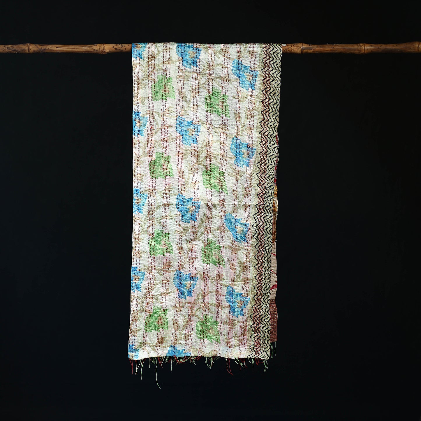Bengal Kantha Handwork Patchwork Reversible Silk Stole 171