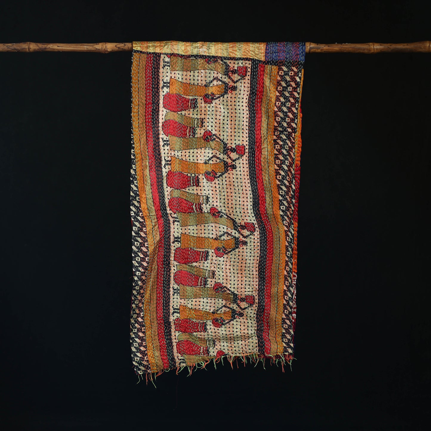 Bengal Kantha Handwork Patchwork Reversible Silk Stole 170