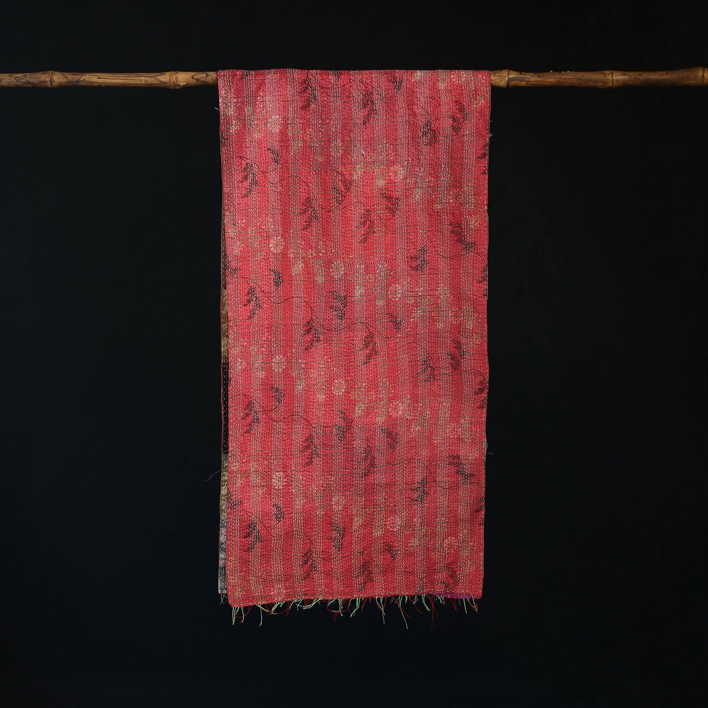 Bengal Kantha Handwork Patchwork Reversible Silk Stole 166