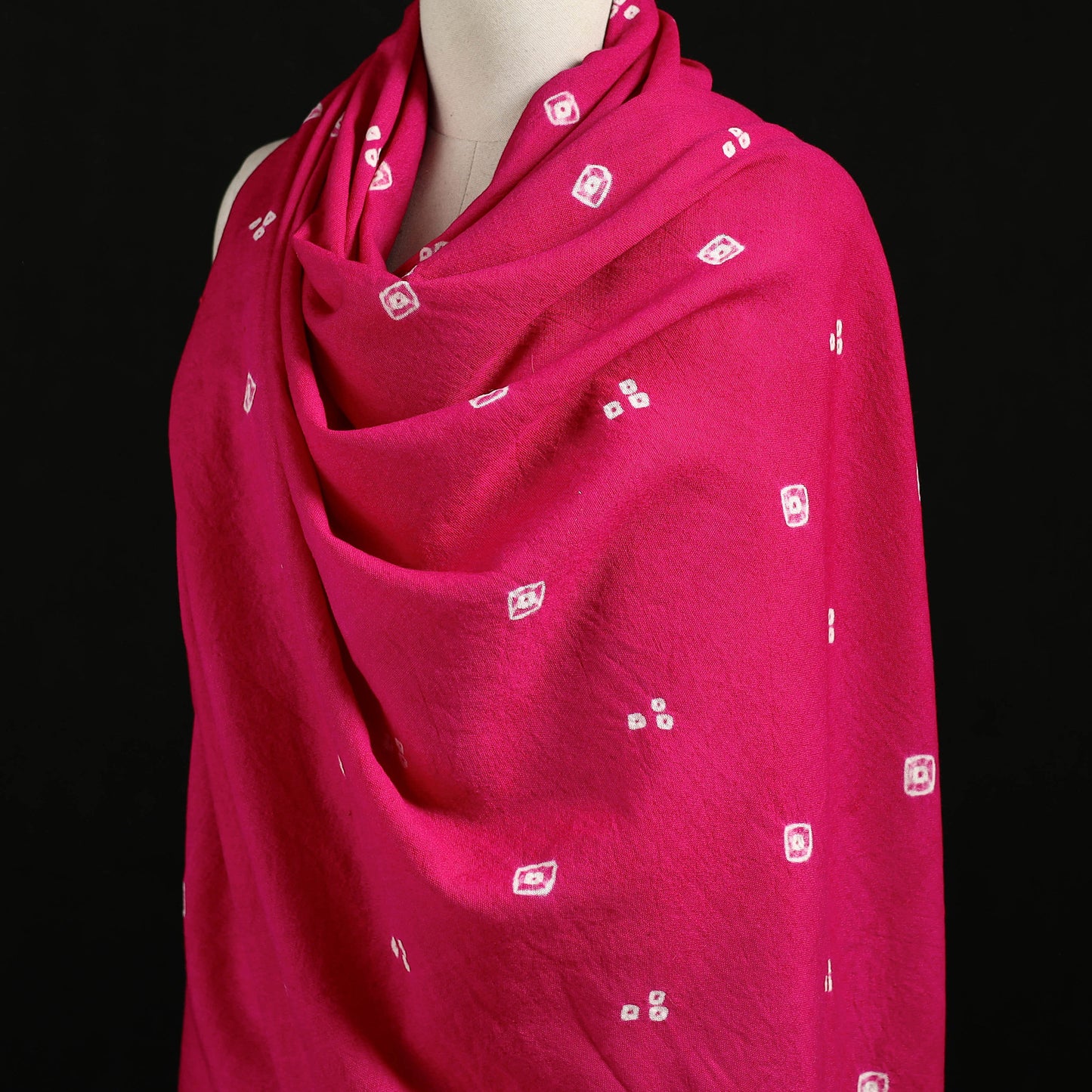 Kutch Handwoven Bandhani Merino Wool Shawl 25