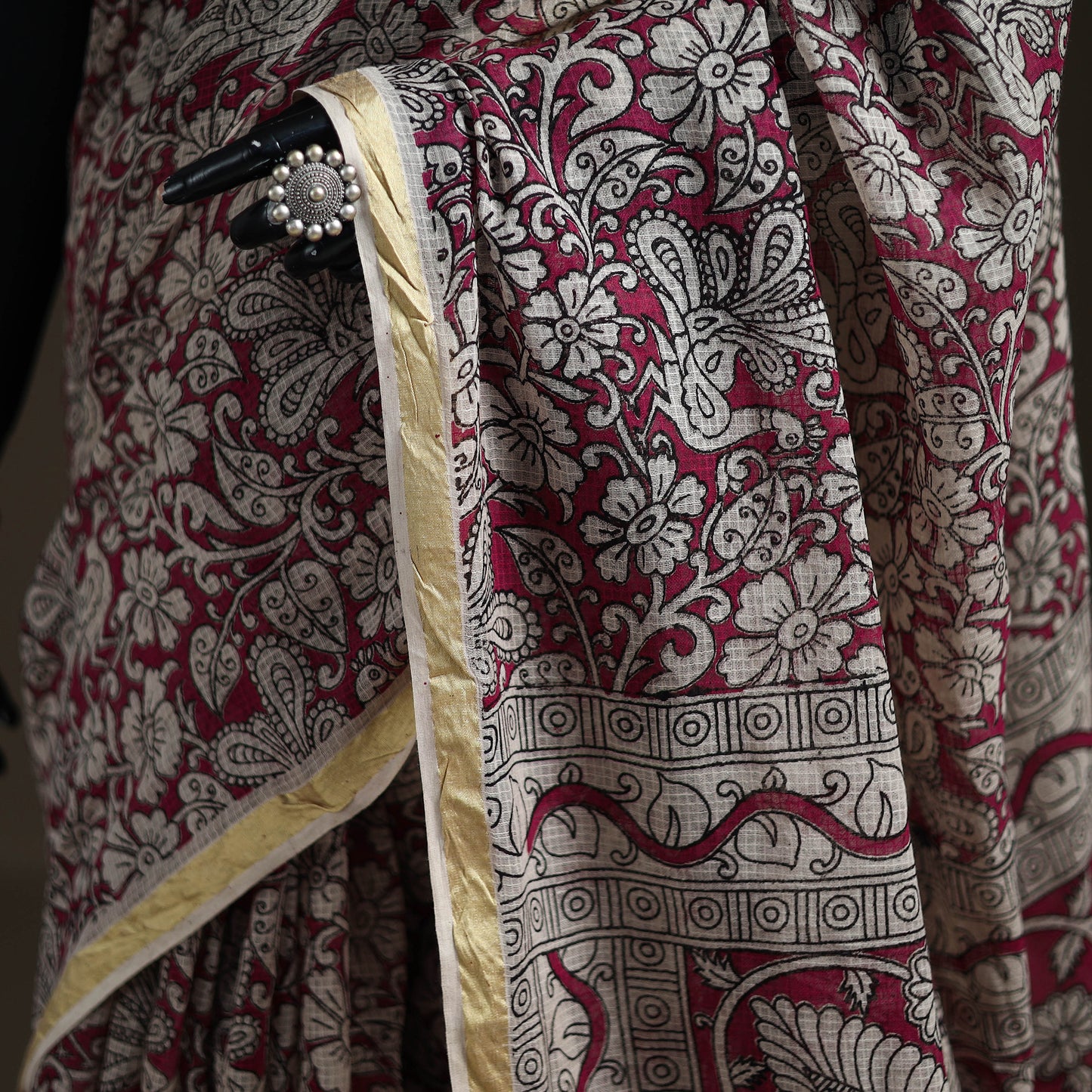 Kalamkari Printed Kota Doria Cotton Saree 01