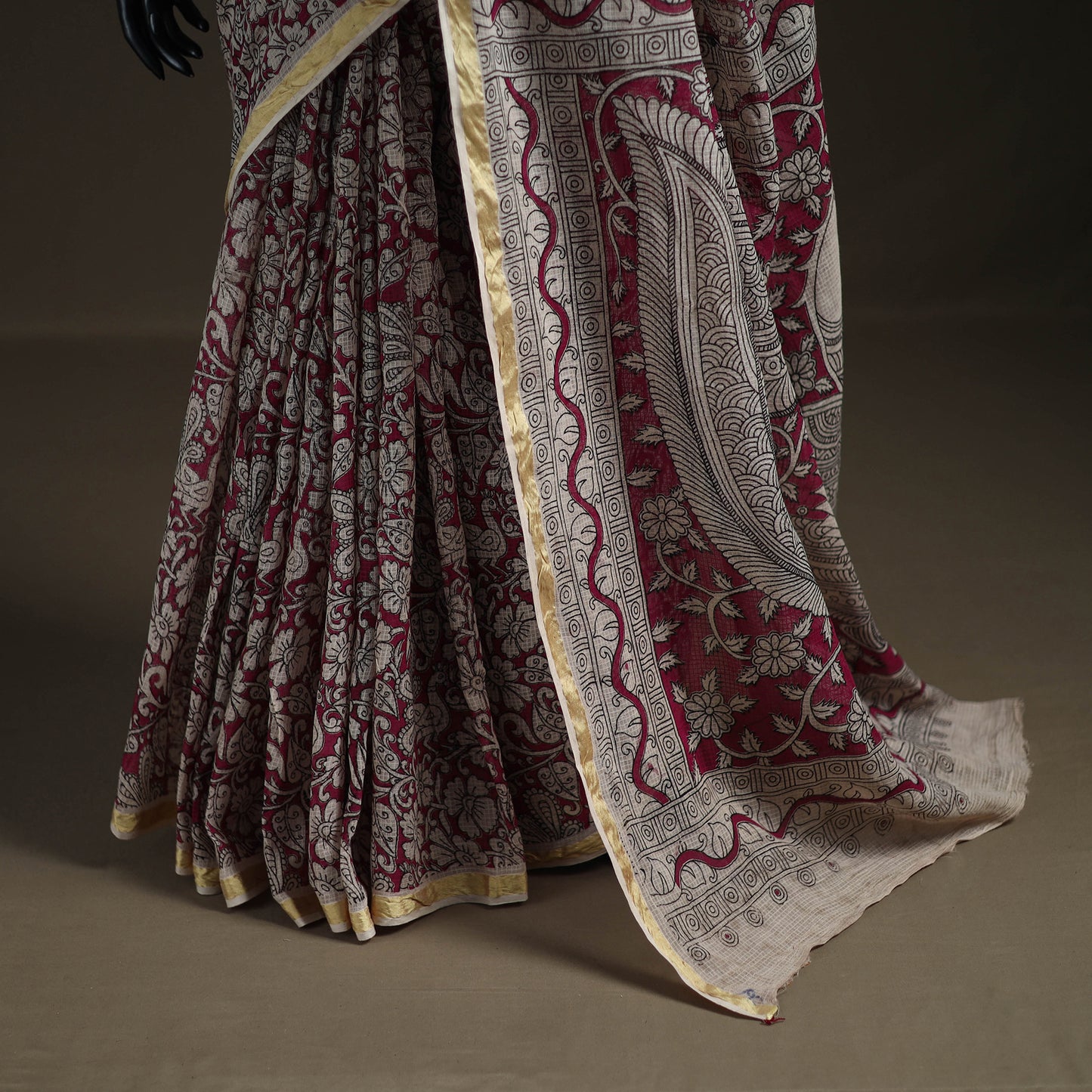 Kalamkari Printed Kota Doria Cotton Saree 01