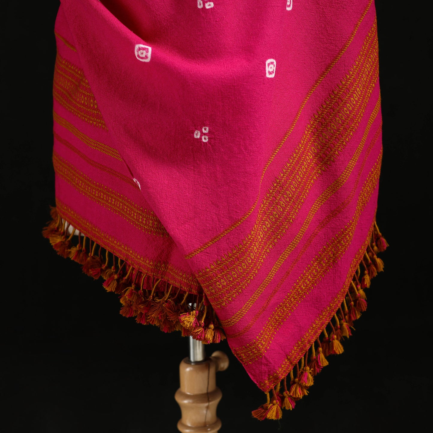 Kutch Handwoven Bandhani Merino Wool Shawl 26