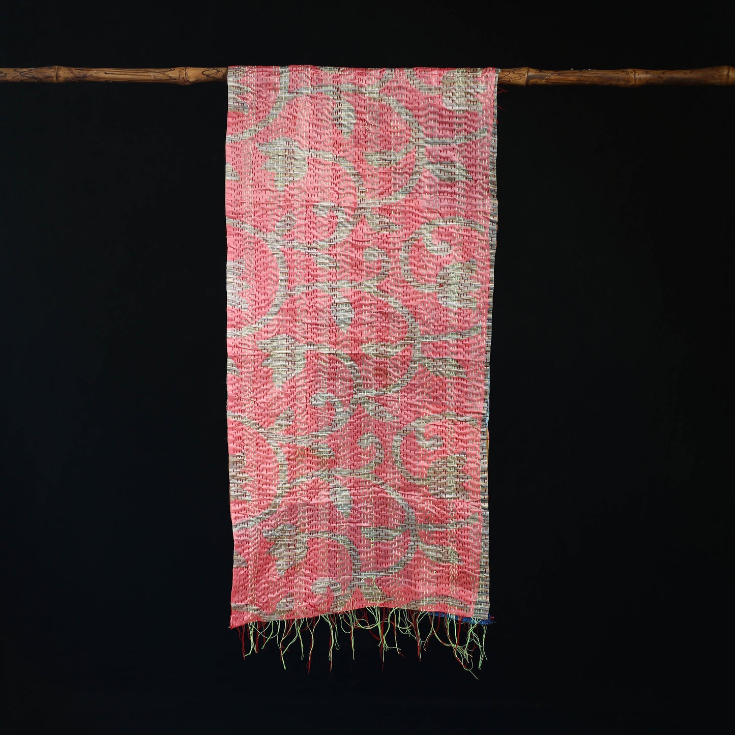Bengal Kantha Handwork Patchwork Reversible Silk Stole 153