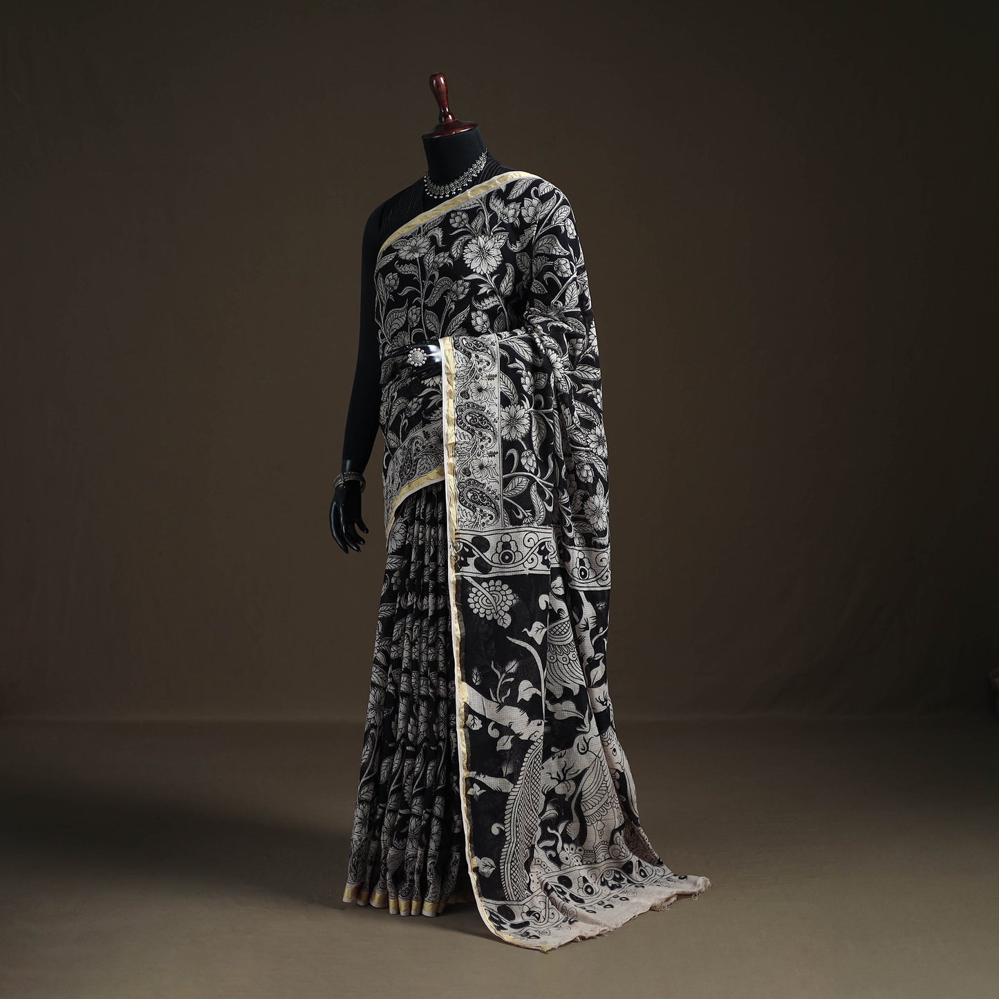 Kalamkari Printed Kota Doria Cotton Saree 05