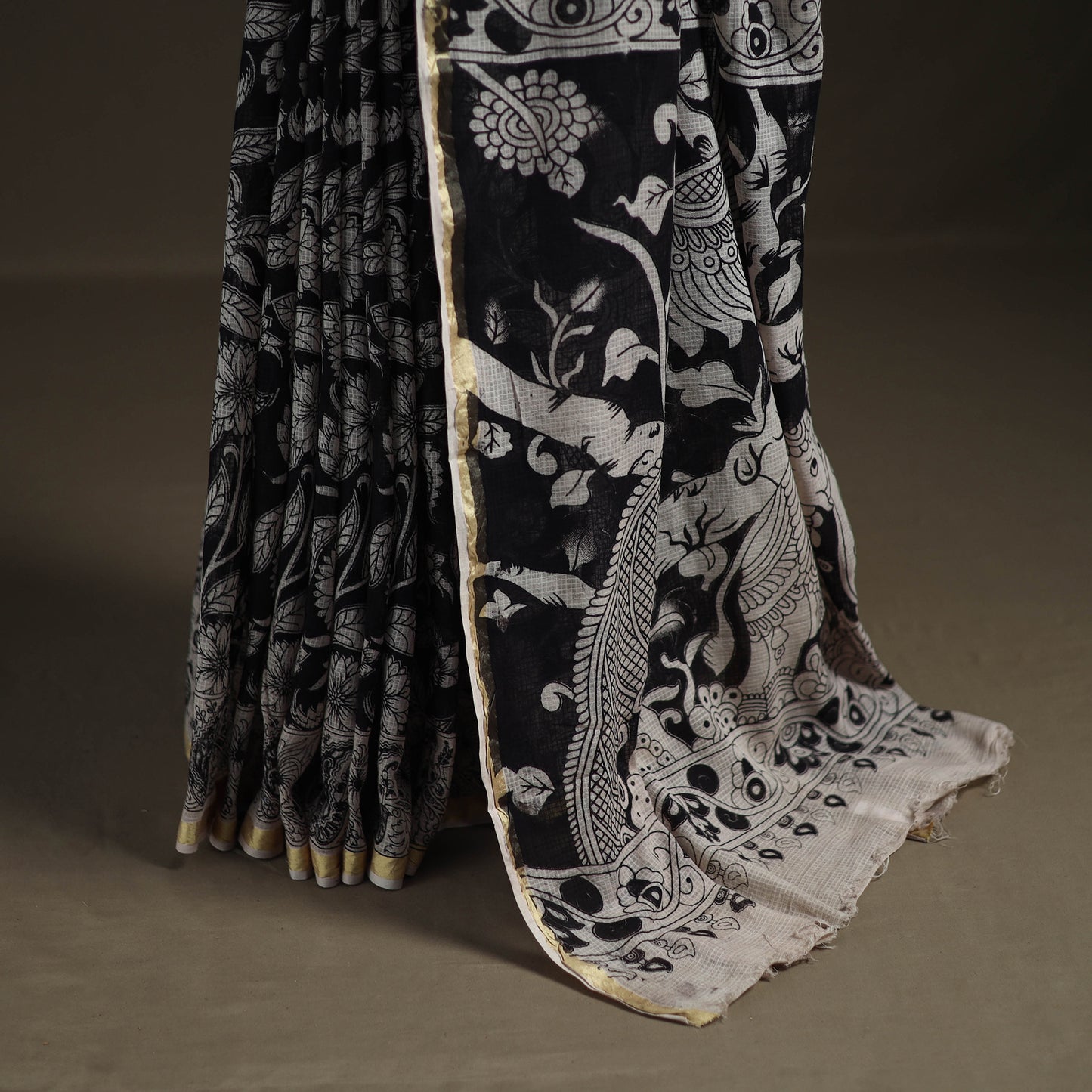 Kalamkari Printed Kota Doria Cotton Saree 05