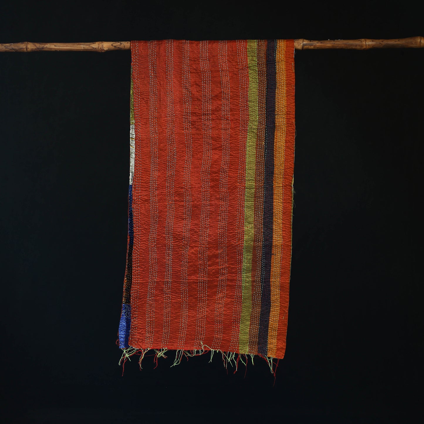 Bengal Kantha Handwork Patchwork Reversible Silk Stole 137