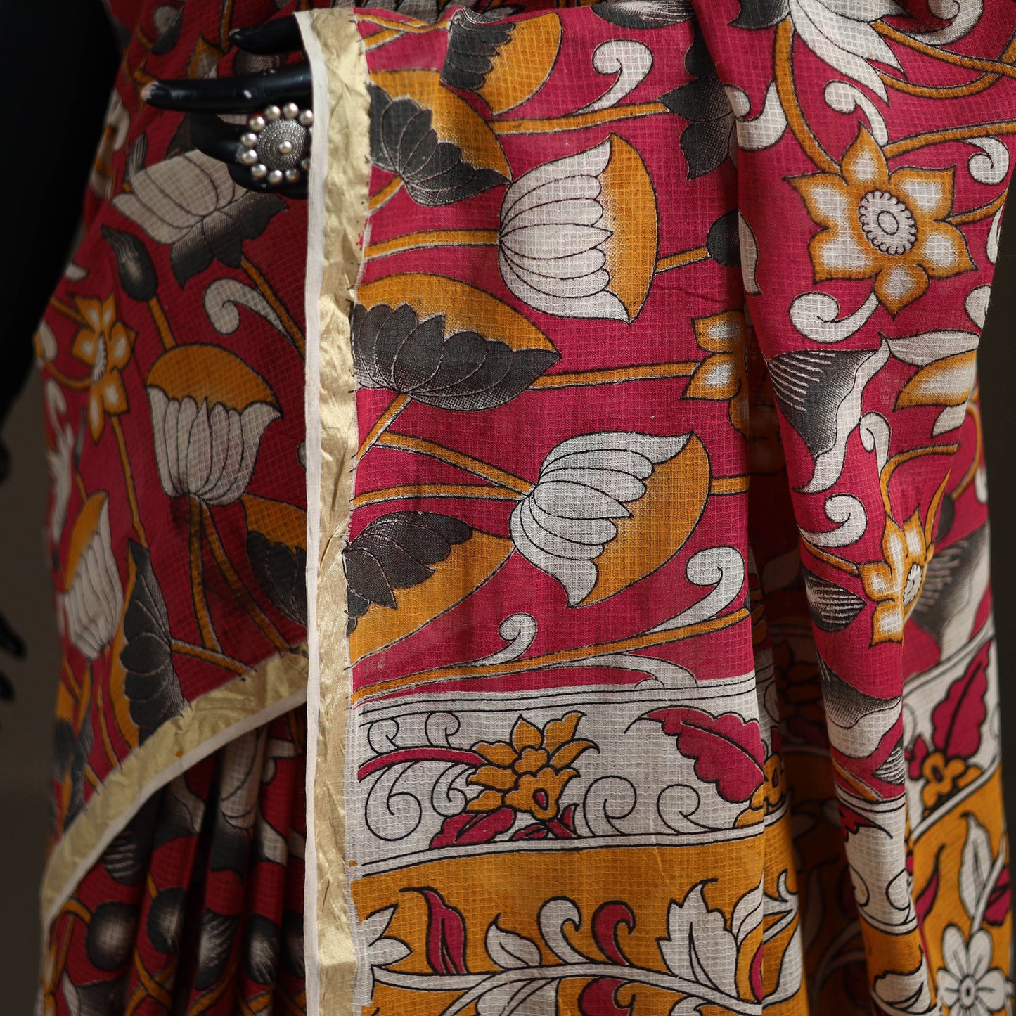 Kalamkari Printed Kota Doria Cotton Saree 06