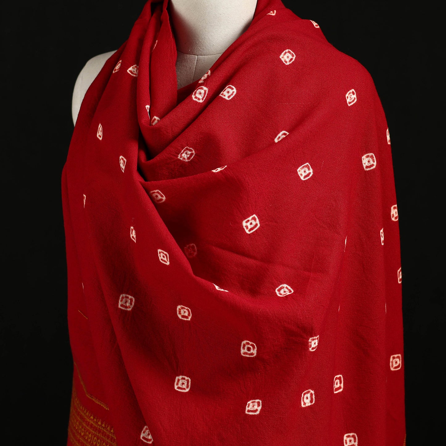 Kutch Handwoven Bandhani Merino Wool Shawl 33