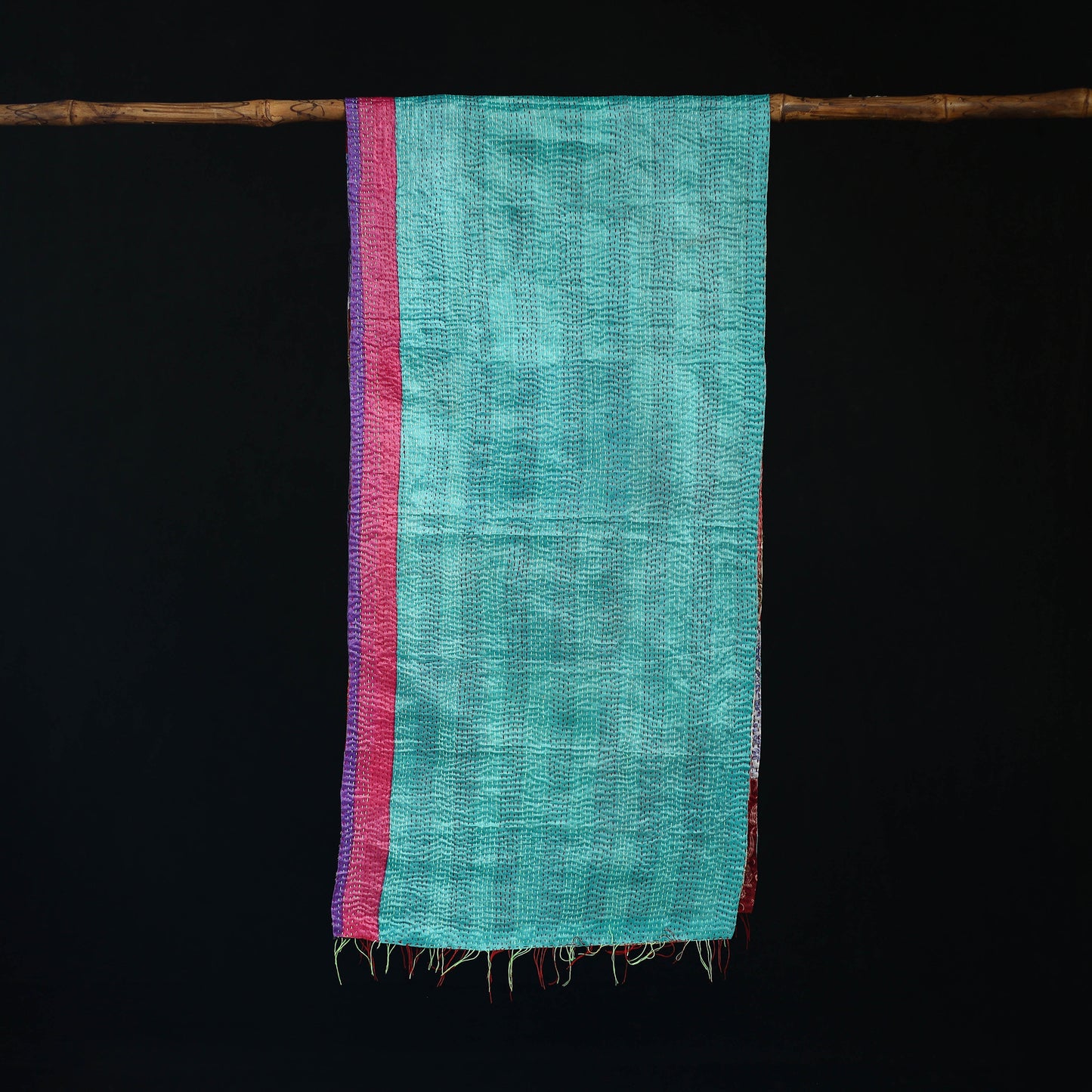 Bengal Kantha Handwork Patchwork Reversible Silk Stole 126