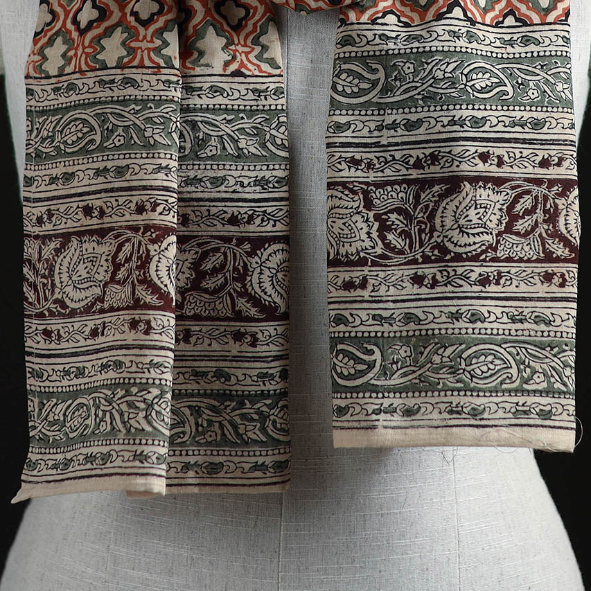 Pedana Block Print Natural Dyed Cotton Kalamkari Stole 01