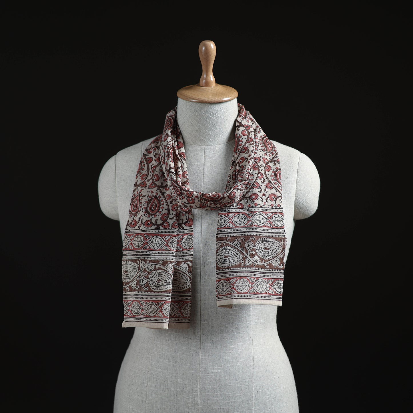 Pedana Block Print Natural Dyed Cotton Kalamkari Stole 06