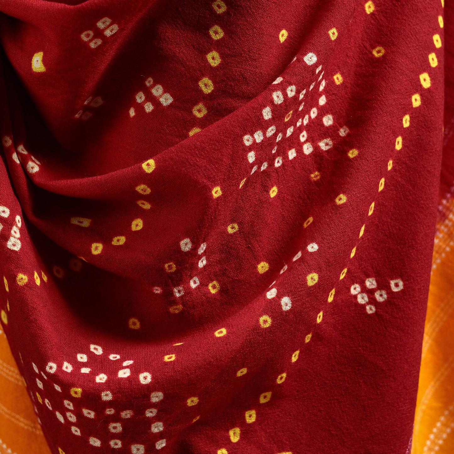 Kutch Handwoven Bandhani Tie-Dye Merino Wool Shawl 25