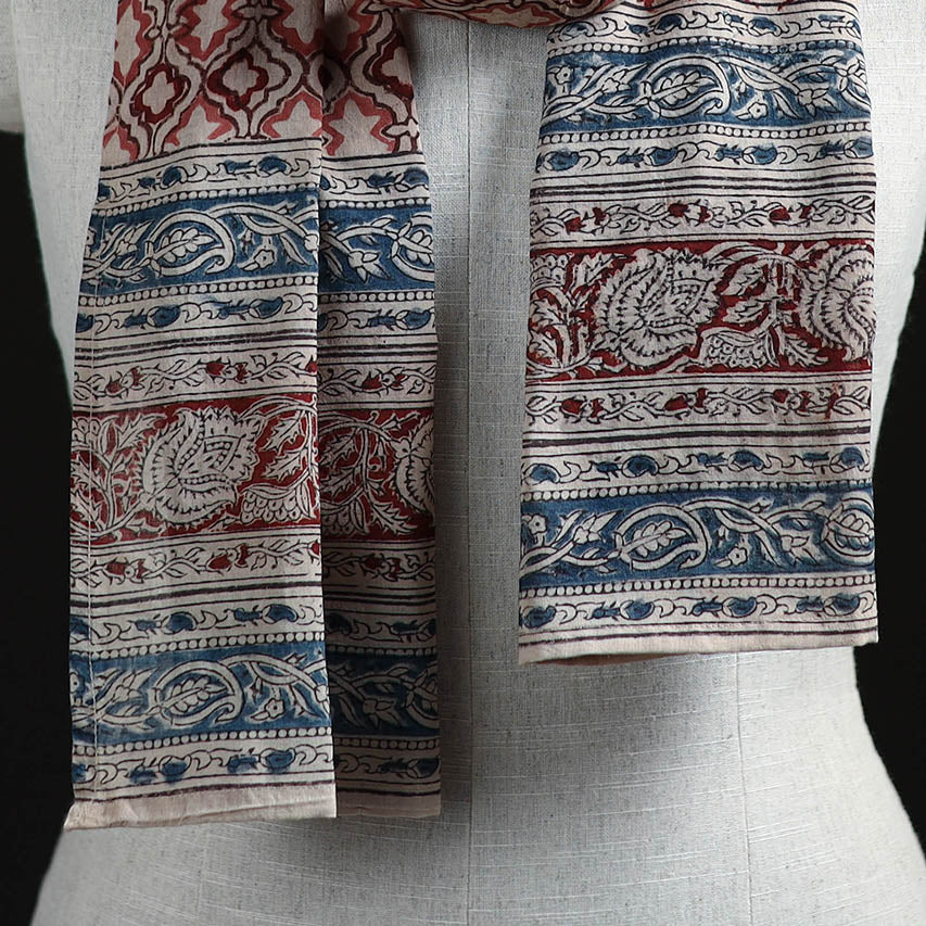 Pedana Block Print Natural Dyed Cotton Kalamkari Stole 11