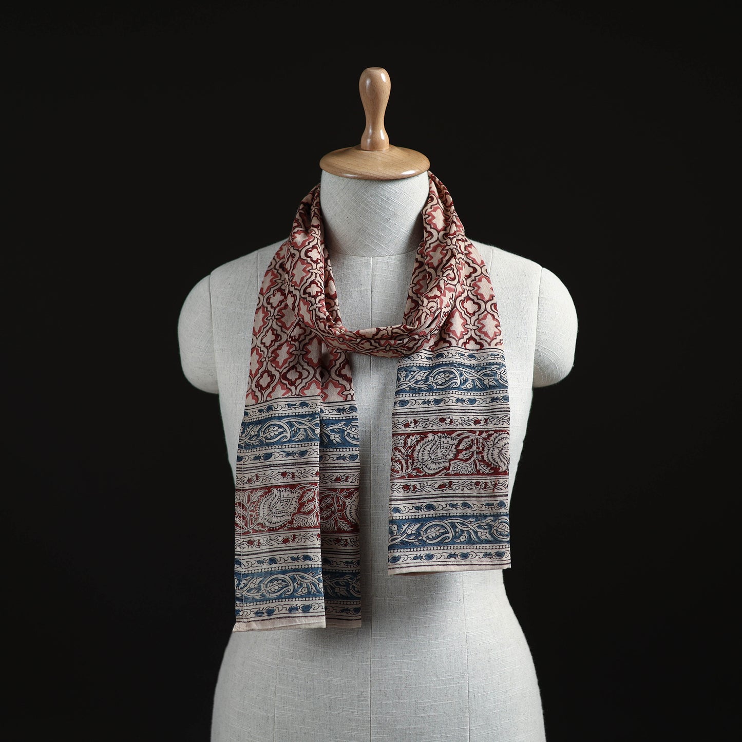 Pedana Block Print Natural Dyed Cotton Kalamkari Stole 11