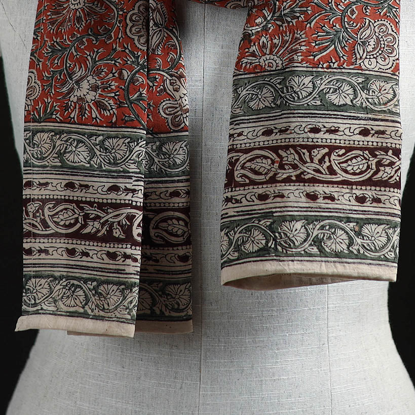 Pedana Block Print Natural Dyed Cotton Kalamkari Stole 13