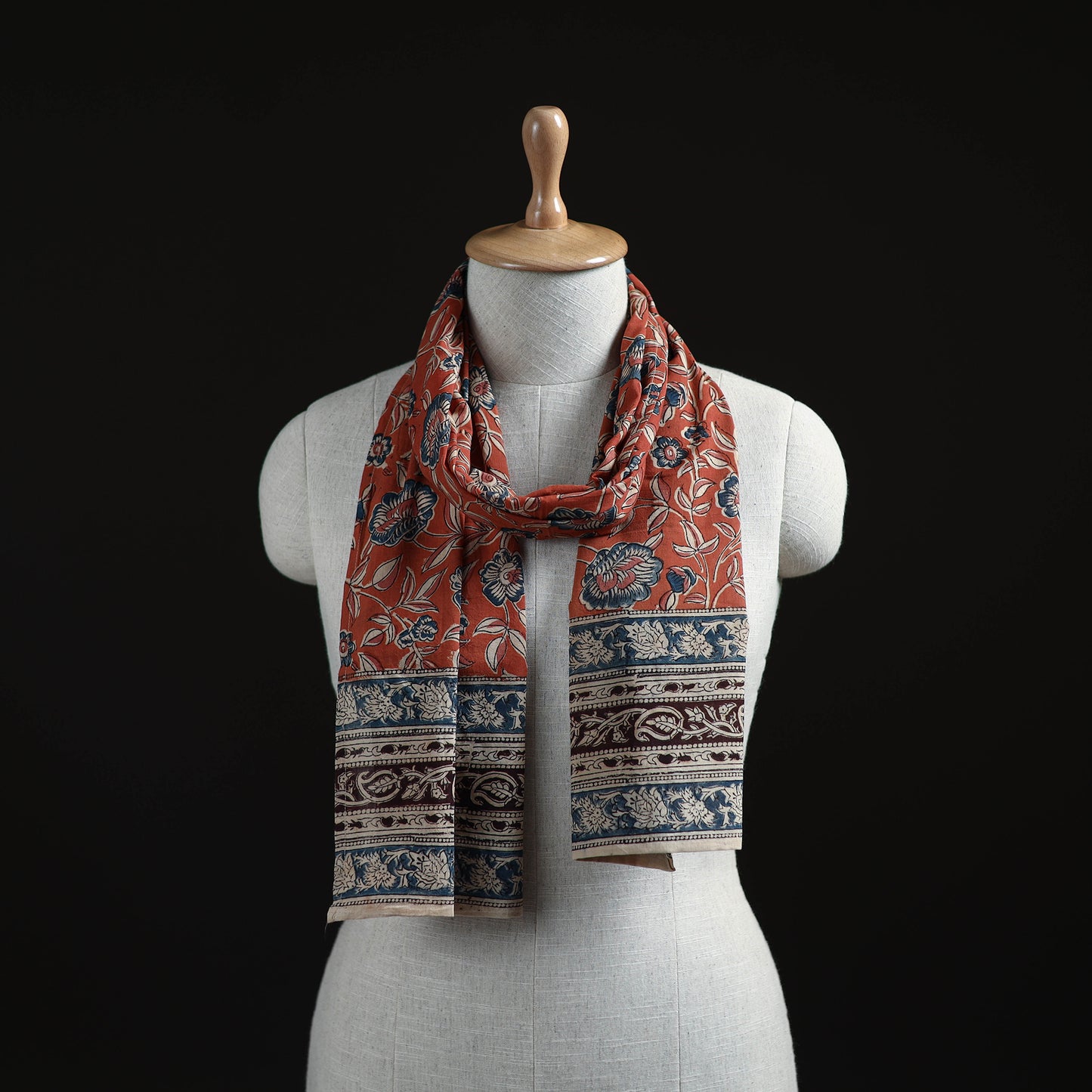 Pedana Block Print Natural Dyed Cotton Kalamkari Stole 19