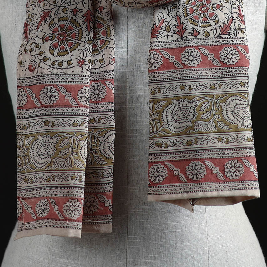 Pedana Block Print Natural Dyed Cotton Kalamkari Stole 22
