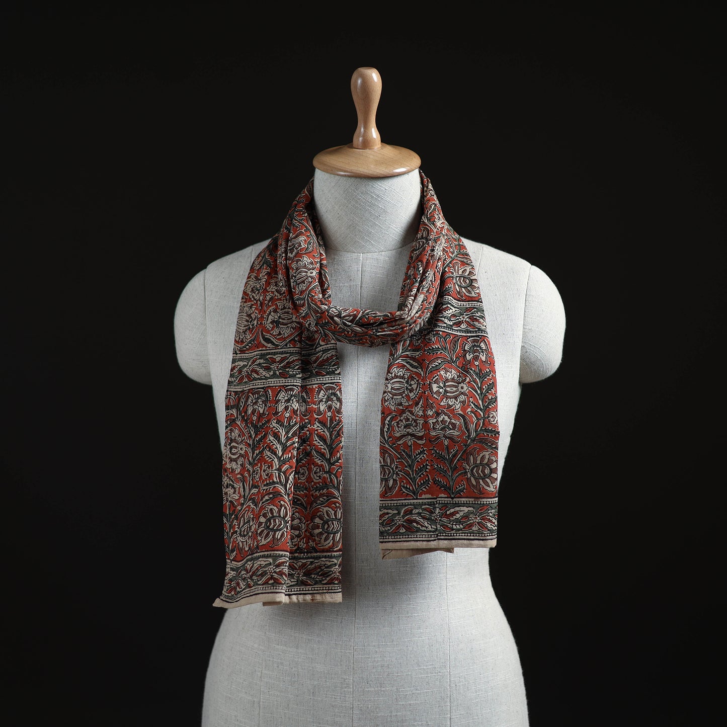 Pedana Block Print Natural Dyed Cotton Kalamkari Stole 24