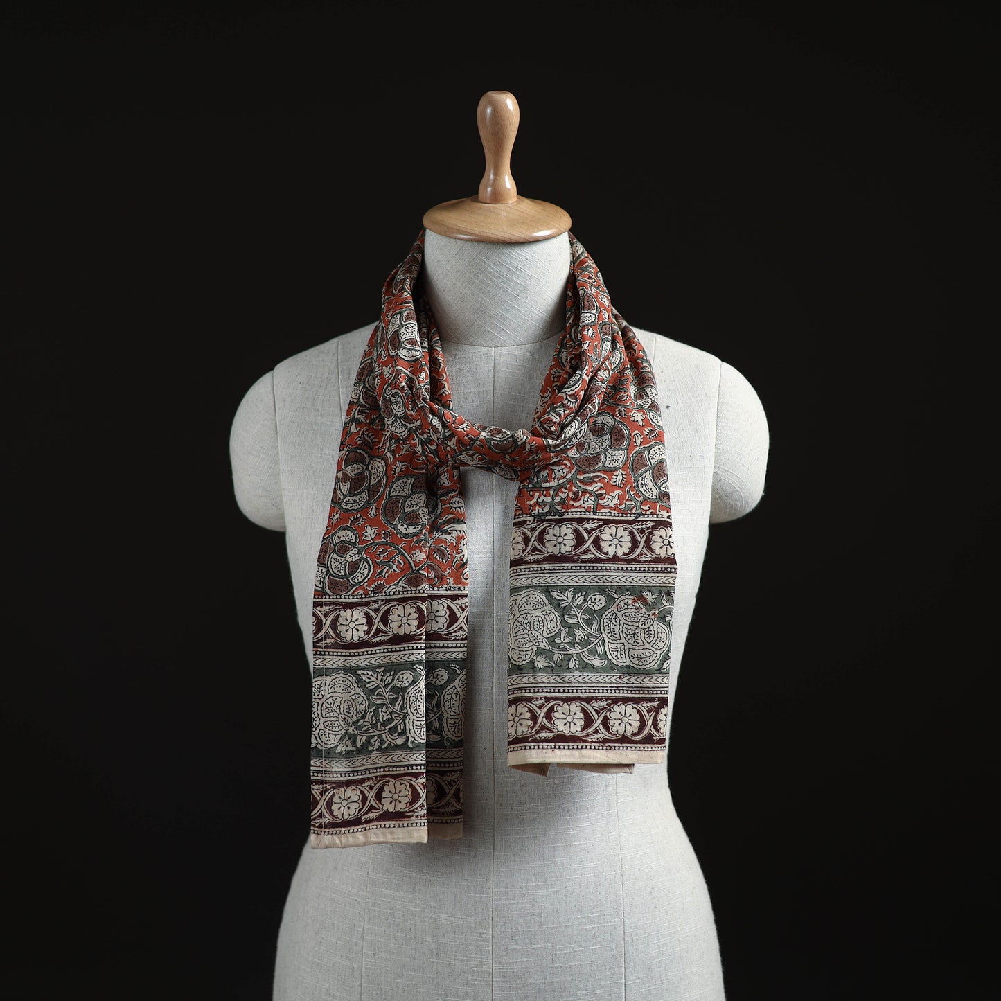 Pedana Block Print Natural Dyed Cotton Kalamkari Stole 28