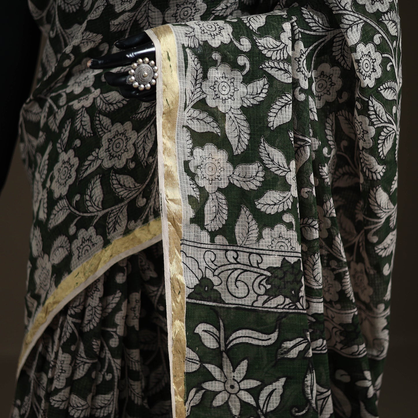 Kalamkari Printed Kota Doria Cotton Saree 14