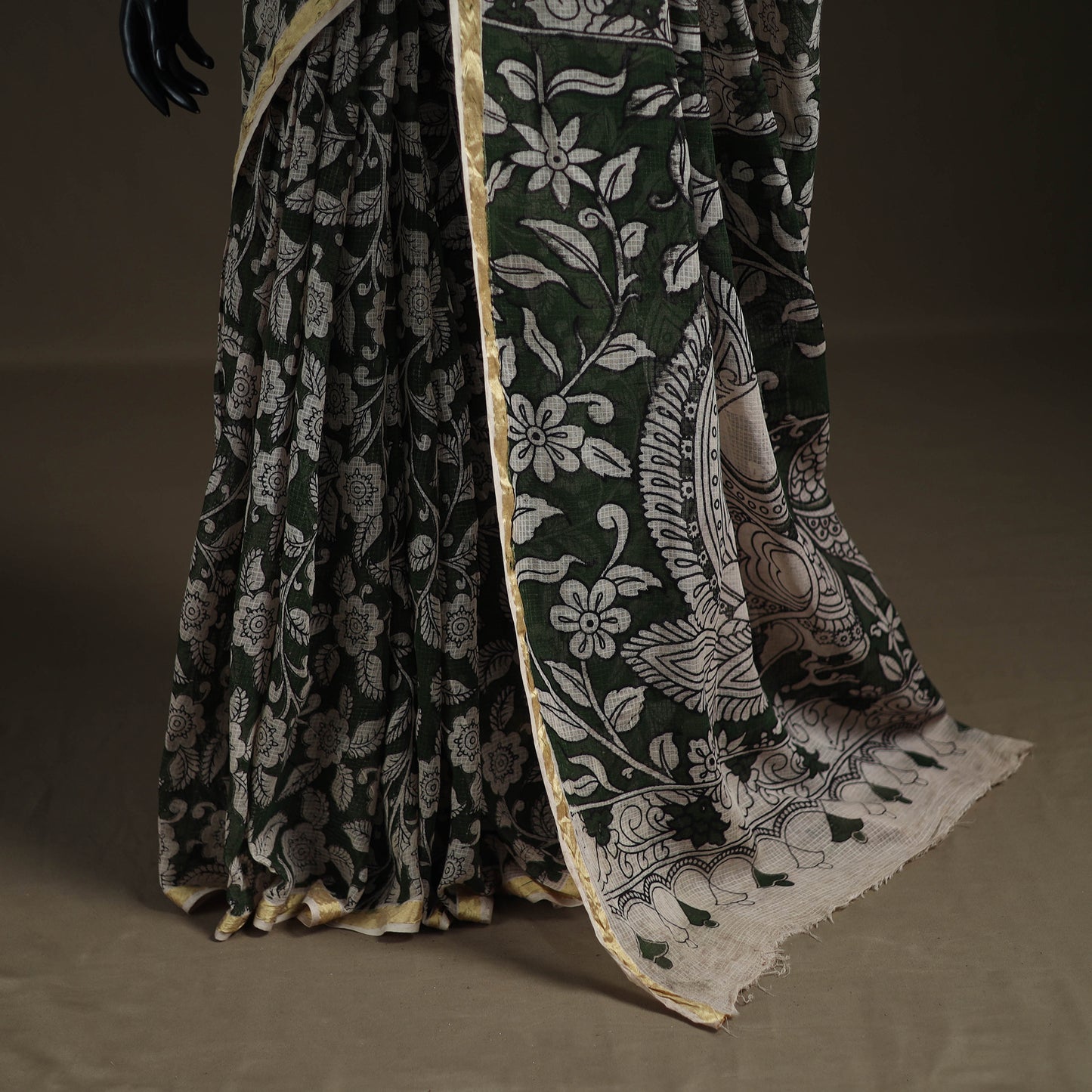 Kalamkari Printed Kota Doria Cotton Saree 14