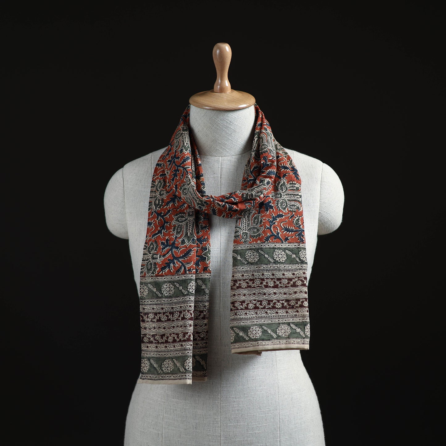 Pedana Block Print Natural Dyed Cotton Kalamkari Stole 35