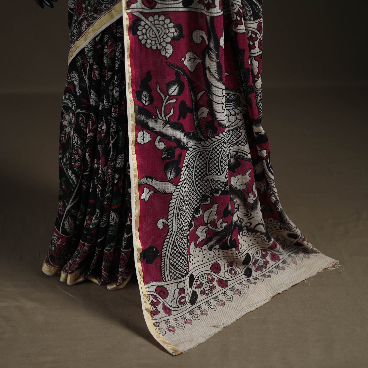 Kalamkari Printed Kota Doria Cotton Saree 16