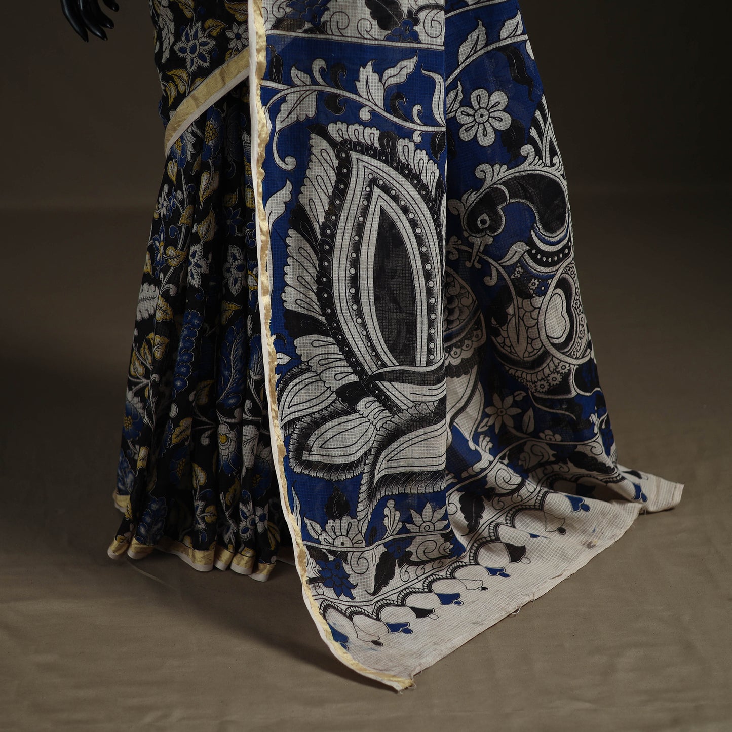 Kalamkari Printed Kota Doria Cotton Saree 17
