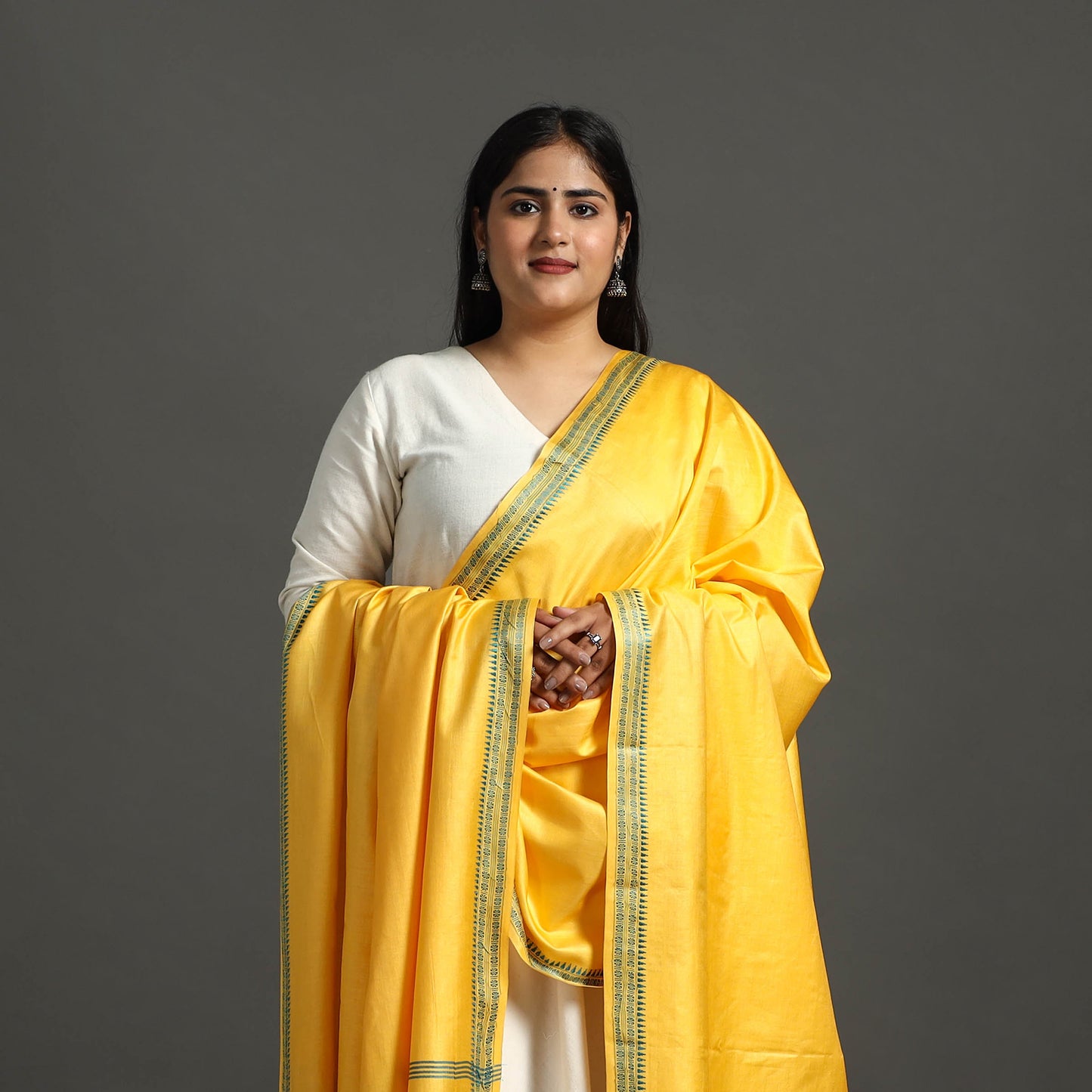 Yellow - vidarbha tussar cotton handloom dobby border