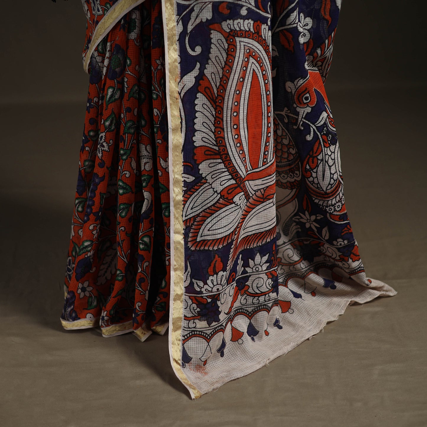 Kalamkari Printed Kota Doria Cotton Saree 18