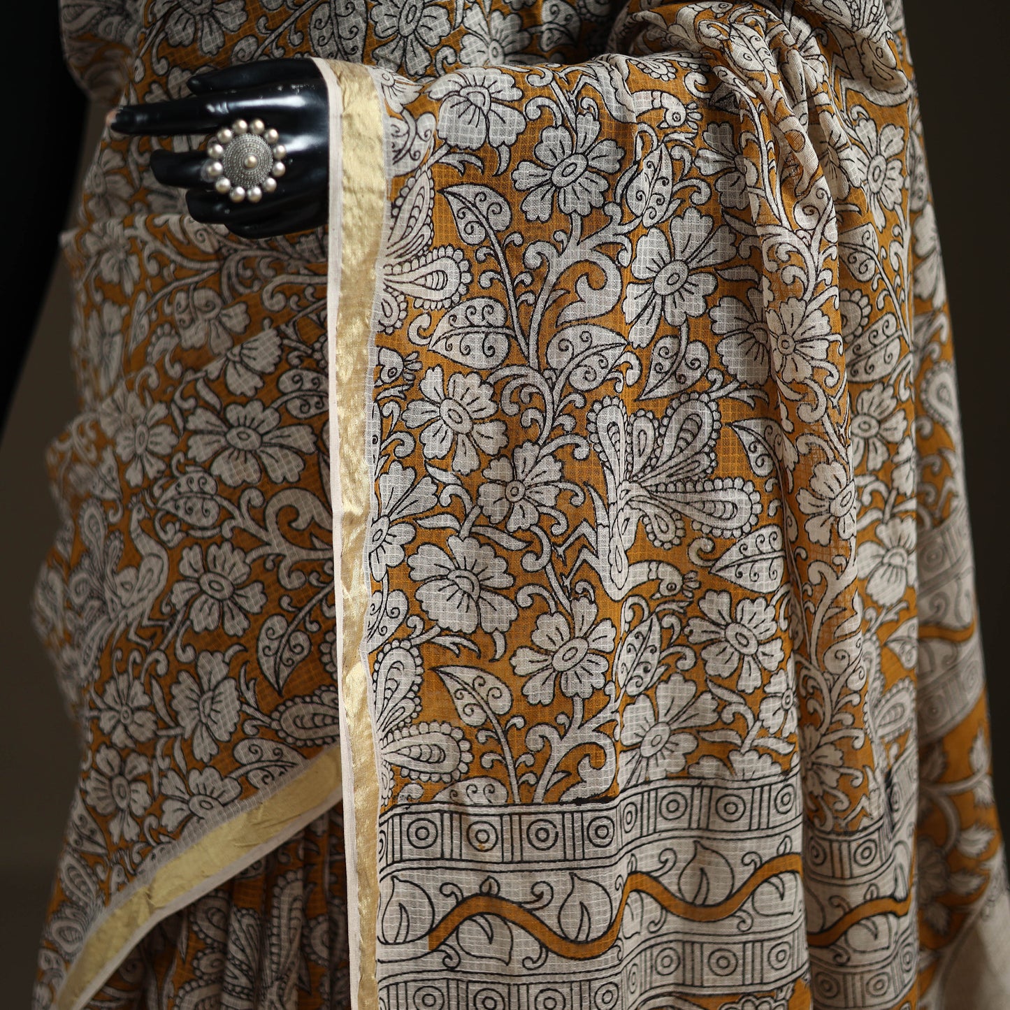 Kalamkari Printed Kota Doria Cotton Saree 19