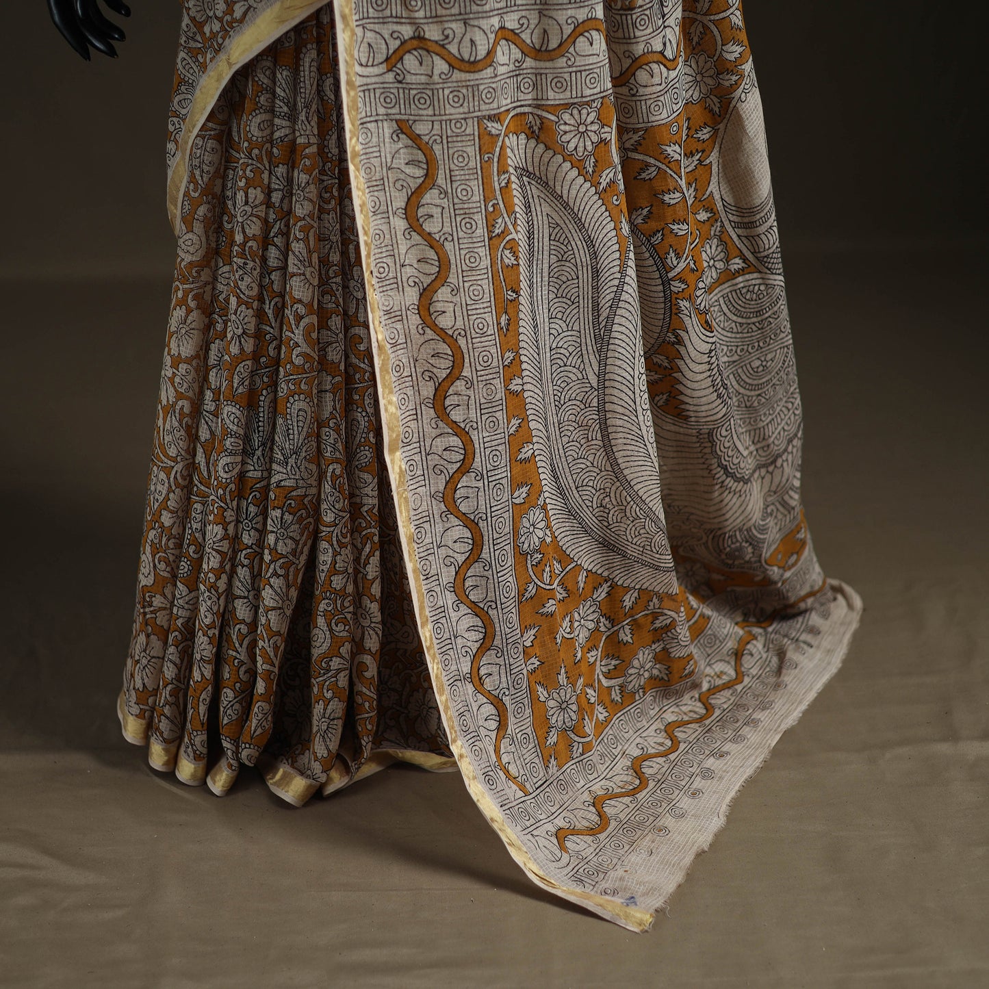 Kalamkari Printed Kota Doria Cotton Saree 19